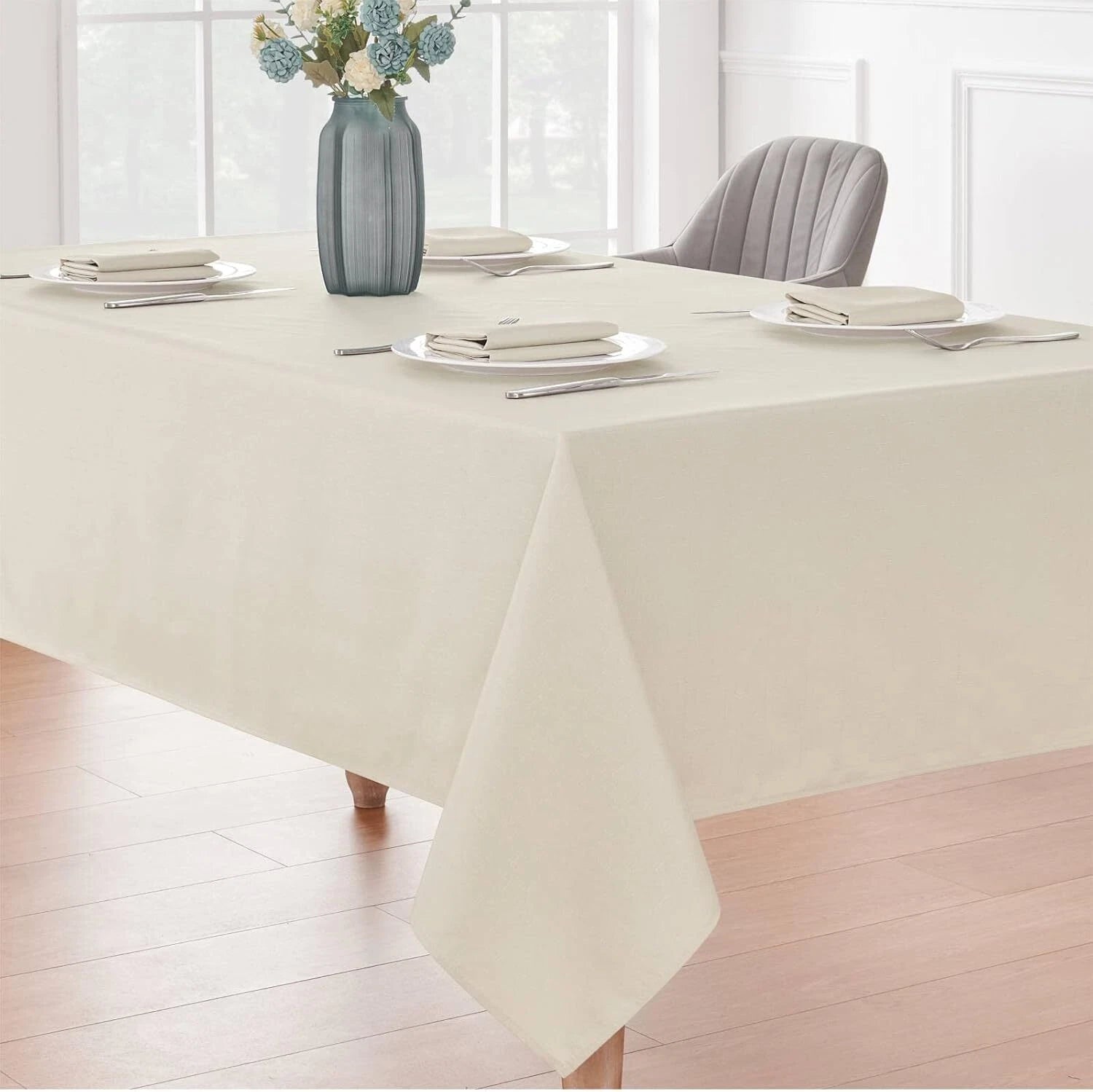 Rectangle 4 Feet Tablecloth 52x70 inch Linen Textured Table Cloth Stain Wrinkle 07FC0E-D4 - KOEEK