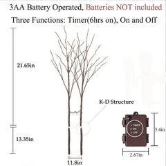 Light Brown Tree Branch 32 Inches 100 LED Light Strip with Timer 07FC0E-D4 - KOEEK
