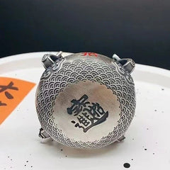 Chinese Style Silver Plated Treasure Bowl Handheld Rotating Tea Pet Pendant 07FC0E-D4 - KOEEK