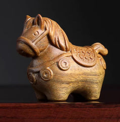 Zodiac Horse Success Achievement Sculpture - Little Horse Green Lapidary Wood 07FC0E-D4 - KOEEK