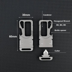 Titanium Alloy Key Chain Carabiner Opener Wrench Cutter EDC Outdoor Multi Tools 07FC0E-D4 - KOEEK