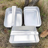 3-Piece Military Outdoor Camping Mess Kit Portable Aluminum Mess Tin Cookware 07FC0E-D4 - KOEEK