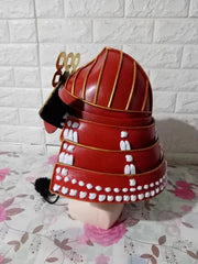 1:1 Wearable Japanese Samurai Armor Helmet Warrior Red Cosplay Costume Prop Hat 07FC0E-D4 - KOEEK