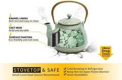 Japanese Teapot with Stainless Steel Infuser, Cast Iron Tea Kettle Stovetop Safe