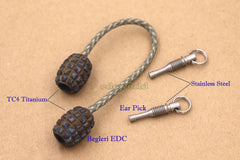 Titanium Alloy Parachute Cord Lanyard Knife Bead Key Chain Pendant DIY EDC Tool 07FC0E-D4 - KOEEK