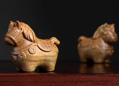 Zodiac Horse Success Achievement Sculpture - Little Horse Green Lapidary Wood 07FC0E-D4 - KOEEK