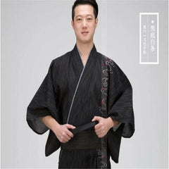 Japanese Yukata Kimono Double-layered Cotton Bathrobe Robe Men's Long Pajamas 07FC0E-D4 - KOEEK