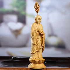 10cm Boxwood Ksitigarbha Bodhisattva Statue Wooden Home Altar Decor Figurine 07FC0E-D4 - KOEEK