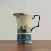 120ml Ceramic Painted Tracing Gold Green Mountain Tea Divider Cha Hai Fair Mug 07FC0E-D4 - KOEEK
