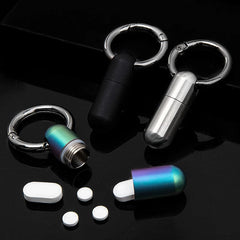 Pocket Titanium Keychain Waterproof Box Sealed Container Storage Tank w Key Ring 07FC0E-D4 - KOEEK