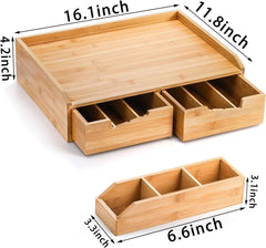 Bamboo Coffee Bean Drawer Organizer, Counter K-Cup Organizer 07FC0E-D4 - KOEEK