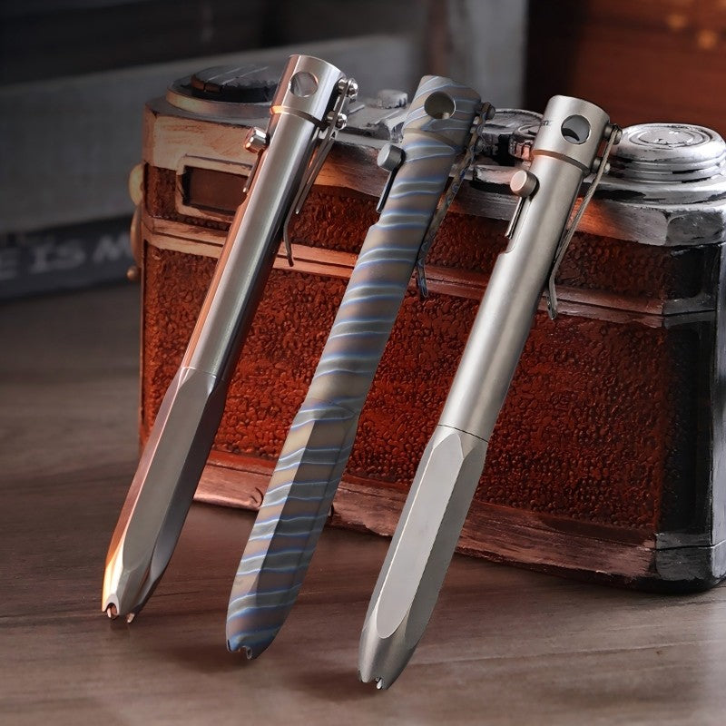 EDC Titanium Ballpoint Pen Signature Writing Pen Multifunction with Lanyard 07FC0E-D4 - KOEEK