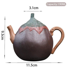 190ml Chinese Yixing Purple Clay Handcarved Eggplant Teapot Tea Infuser Kettle 07FC0E-D4 - KOEEK