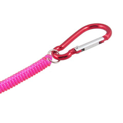 Carabiner Hook Pink Spring Elastic Plastic Coil Keyring Keychain Strap Rope 5.1" 07FC0E-D4 - KOEEK