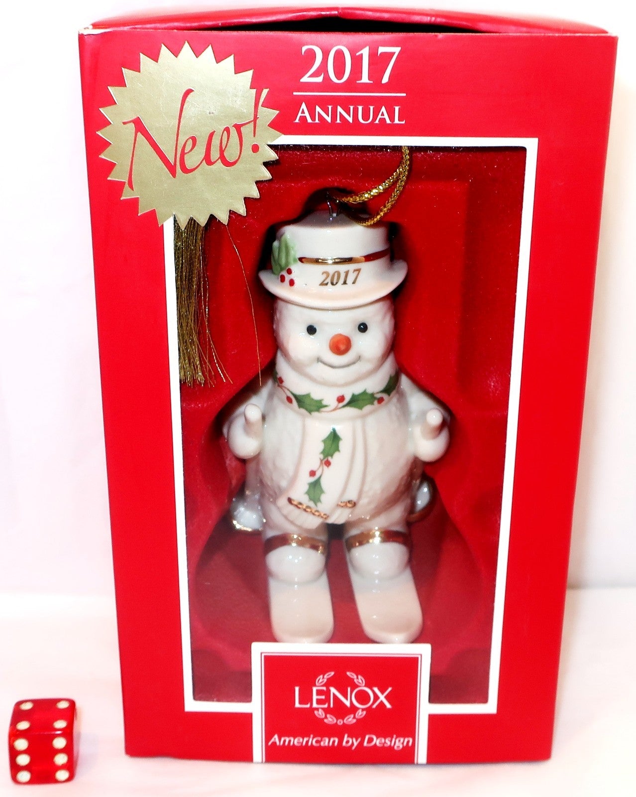 LENOX 2017 HAPPY HOLLY DAYS FRESH POWDER Annual Snowman Christmas Ornament Dated LENOX - KOEEK