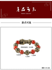 Brass Bead Bracelet Handcrafted Cord Jewelry Copper Beads Men Women Gift 07FC0E-D4 - KOEEK