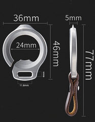 EDC Titanium Alloy + Leather Keychain Car Key Bag Portable Opener Crowbar Cutter EDC - KOEEK