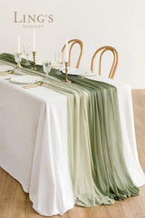 Sage Green & Campsite Chiffon Like Table Runner 30" x 120" (Set of 2) 07FC0E-D4 - KOEEK