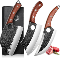 Professional Butcher's Knife Set for Meat Processing, 3 Pieces