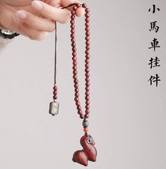 Zitan Wood Car Hanging Pendant Rearview Mirror Decoration Creative Gift 07FC0E-D4 - KOEEK