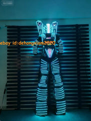 LED Robot 7 Colors Costume Helmet Suit DJ Party Glowing Clothes Performance Show 07FC0E-D4 - KOEEK
