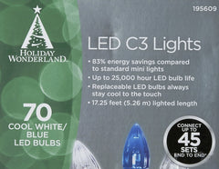 (3) ea Holiday 47704-88A 70 Count Cool White & Blue C3 LED Christmas Light Sets 07FC0E-D4 - KOEEK