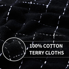 Cotton Terry Kitchen Towels(Black, 13 x 28 inches), Checkered Designed,Soft 07FC0E-D4 - KOEEK
