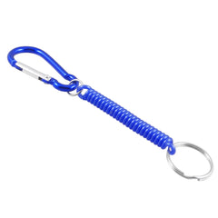 Carabiner Hook Blue Spring Elastic Coil Keychain Key Chain Strap Rope 5.1" 07FC0E-D4 - KOEEK