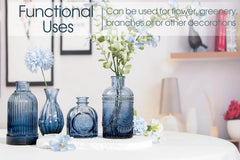 12Pcs Blue Glass Bud Vases Set, Small Vases for Flowers,Perfect for Centerpieces