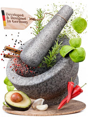 Mortar and Pestle Set - 6 Inch - 2 Cup Capacity - Unpolished Heavy Granite 07FC0E-D4 - KOEEK
