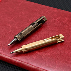 Mini Pocket Brass Bolt Action Ball Pen Portable Outdoor Camping EDC Tool Pen 07FC0E-D4 - KOEEK