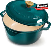 6-Quart Enameled Cast Iron Dutch Oven Pan with Lid, Heavy Duty, Oven Safe 07FC0E-D4 - KOEEK