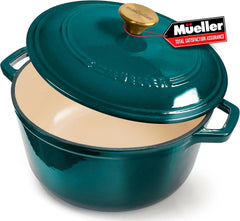 6-Quart Enameled Cast Iron Dutch Oven Pan with Lid, Heavy Duty, Oven Safe 07FC0E-D4 - KOEEK