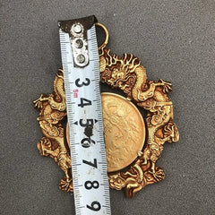 Gilding Pendant Double Dragon Copper Gilding Ornaments Gold Auspicious Pendant 07FC0E-D4 - KOEEK