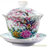 180ml Jingdezhen Porcelain Handpainted Enamel Gaiwan Tea Tureen Kungfu Teaware 07FC0E-D4 - KOEEK