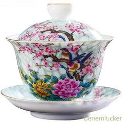 180ml Jingdezhen Porcelain Handpainted Enamel Gaiwan Tea Tureen Kungfu Teaware 07FC0E-D4 - KOEEK