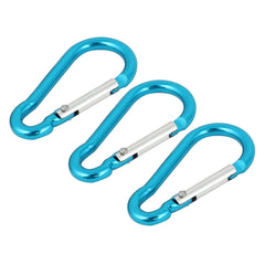 Hiking Aluminum Bottle Key Holder Carabiner Hooks Teal 4cm Long 5PCS 07FC0E-D4 - KOEEK