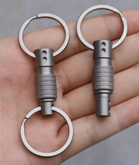 EDC Titanium Quick Release Swivel Key chain Buckle Portable Double w/ Key Rings 07FC0E-D4 - KOEEK