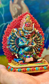 12CM Copper Painted Yamantaka Buddha Statue Home Design Collection 07FC0E-D4 - KOEEK
