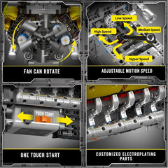 new Mould King 10202 W12 Engine Motor Adjustable Speed Building Block Toy Collector MOULD KING - KOEEK