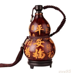 Natural Carving Wine Gourd Portable Water Bottle Gourd Decoration Birthday Gift 07FC0E-D4 - KOEEK