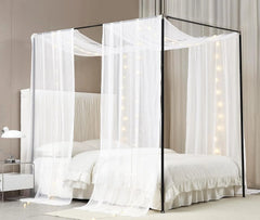 Canopy Bed Curtains with Light Princess Bed Canopy Scarf for Full/Queen Metal 07FC0E-D4 - KOEEK