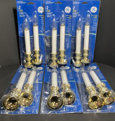 12 NOS 2011 GE Window Candle Lights 9.5” Battery Twist Base Switch White Plastic GE - KOEEK