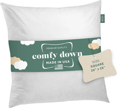 26x26 Decorative pillow insert, down and feather filled, cotton cover. 07FC0E-D4 - KOEEK