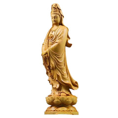 Wood Carving Figurine of Avalokitesvara Buddhist Buddha Statue Aesthetic Decor 07FC0E-D4 - KOEEK
