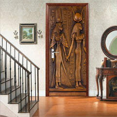 3D Wall Art Ancient Egyptian Door Sticker Self-adhesive Wrap Mural PVC Decal 07FC0E-D4 - KOEEK