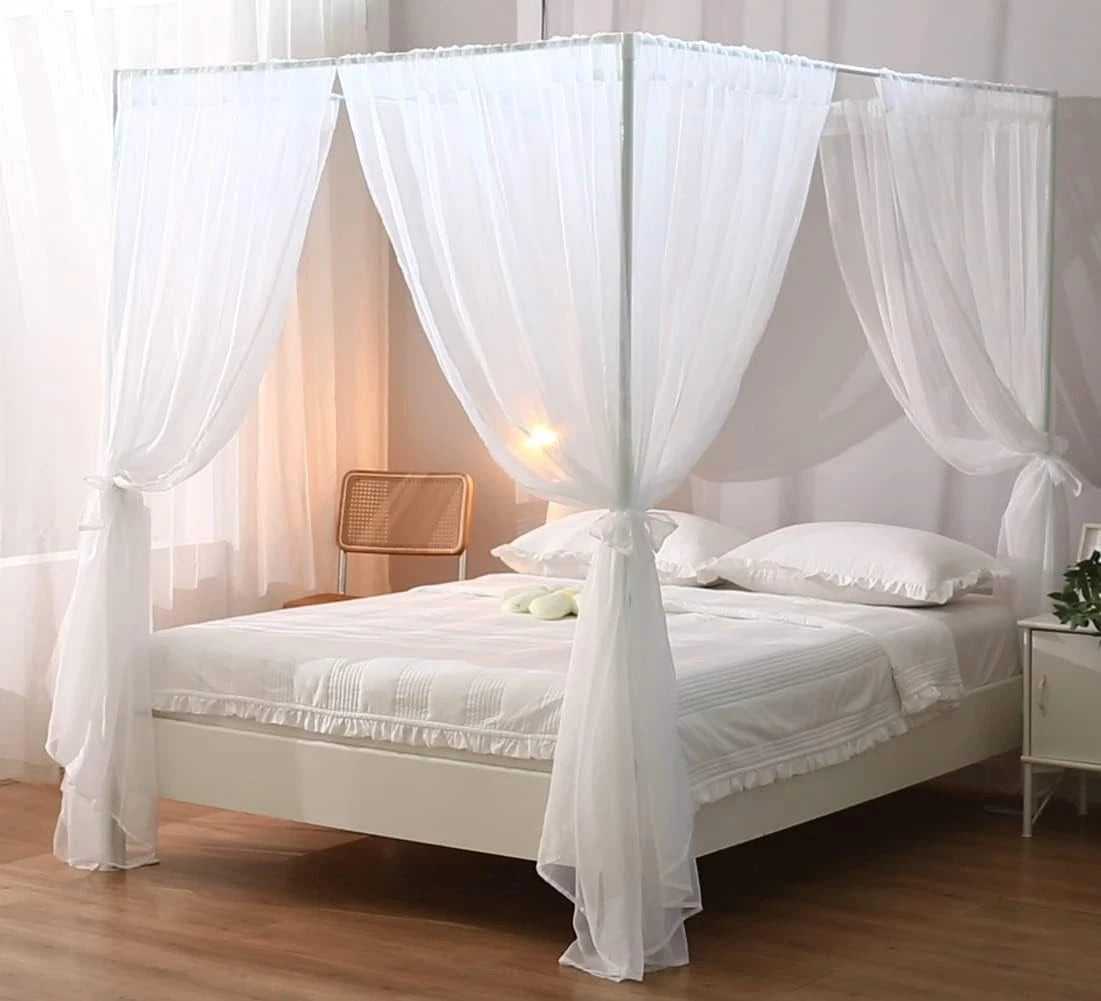 White Canopy Bed Curtain for Queen Bed,Soft Bed Canopy Scarf (Queen, White) 07FC0E-D4 - KOEEK
