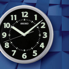 Wall Clock Silver-Tone Metallic Case Luminous Numerals 07FC0E-D4 - KOEEK
