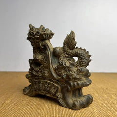 12*12cm Vietnamese Agarwood Dragon Wealth Figurine Home Decor Gift 07FC0E-D4 - KOEEK