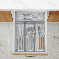 Metal Silverware Organizer, Mesh Drawer Organizer (Silver 9 * 3 * 2 inch 6-Pack) 07FC0E-D4 - KOEEK